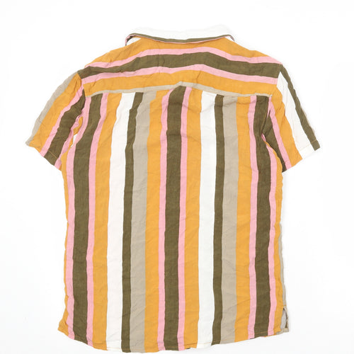 Koala Bay Mens Multicoloured Striped Viscose T-Shirt Size M Collared