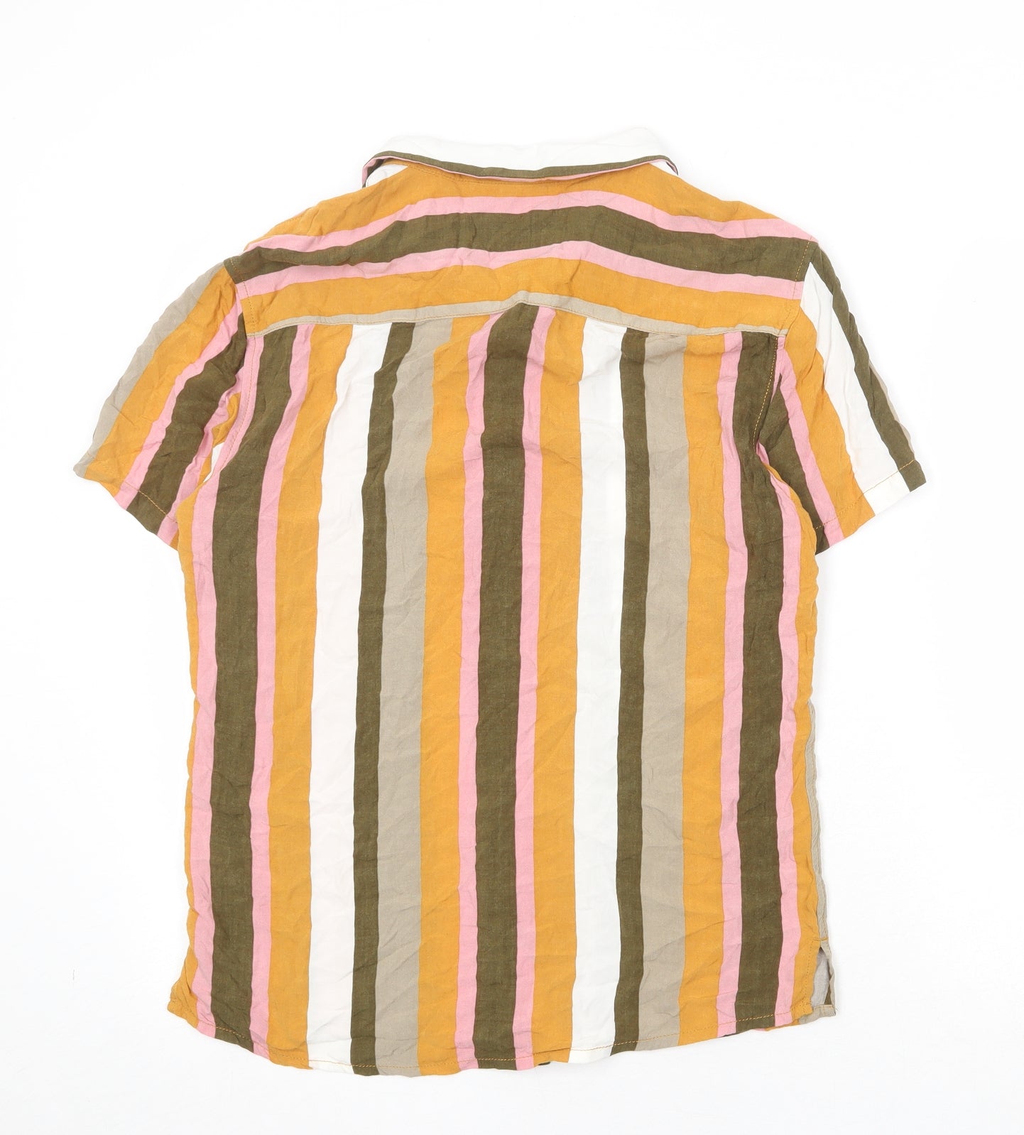 Koala Bay Mens Multicoloured Striped Viscose T-Shirt Size M Collared