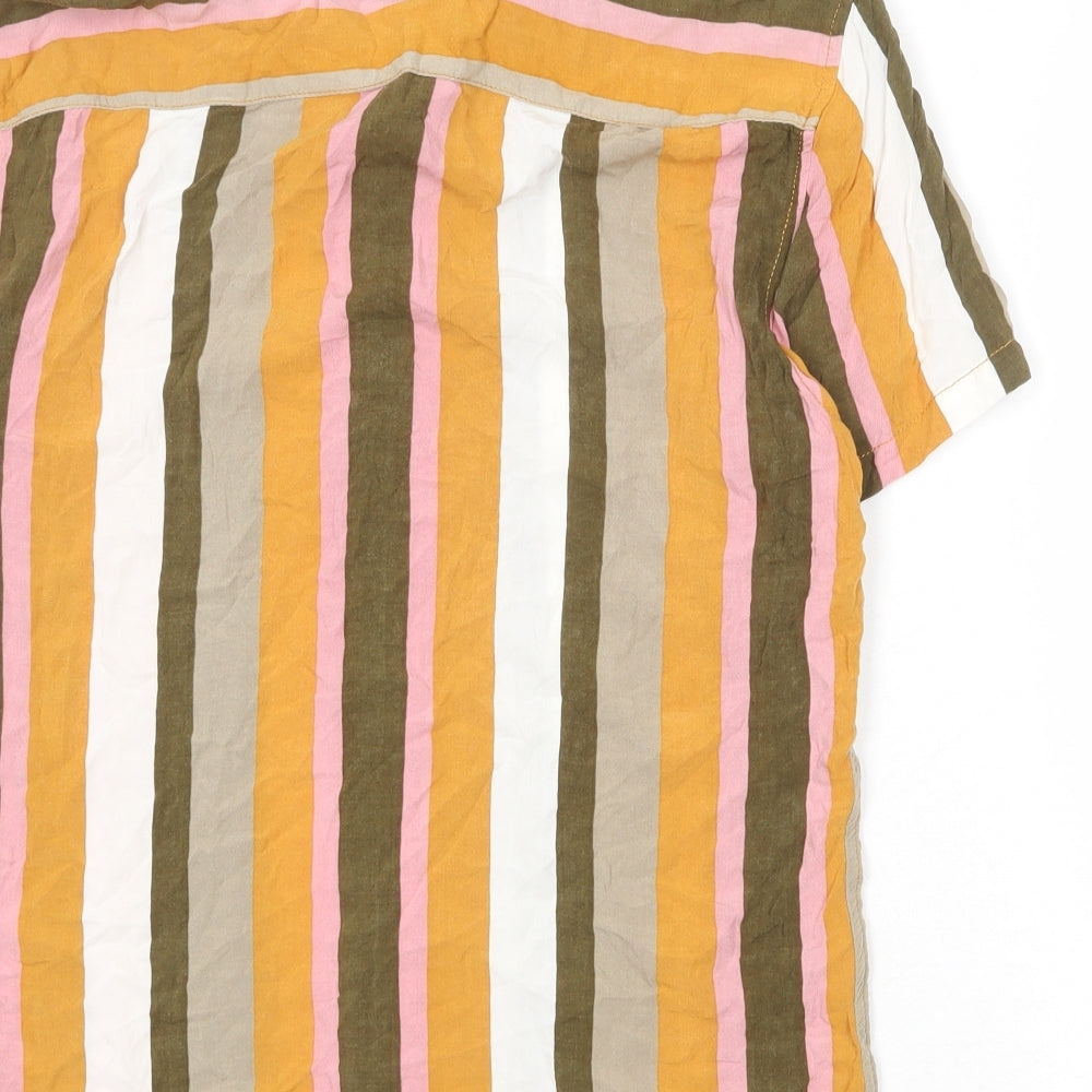 Koala Bay Mens Multicoloured Striped Viscose T-Shirt Size M Collared