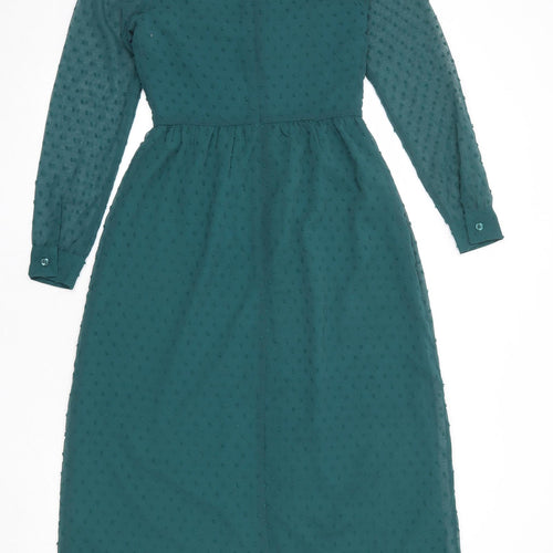 Rihoas Womens Green Polka Dot Polyester Trapeze & Swing Size XS Sweetheart Zip