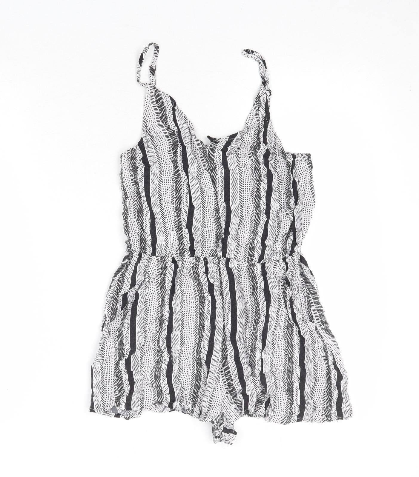 Divided by H&M Womens Black Striped Viscose Playsuit One-Piece Size 8 Pullover