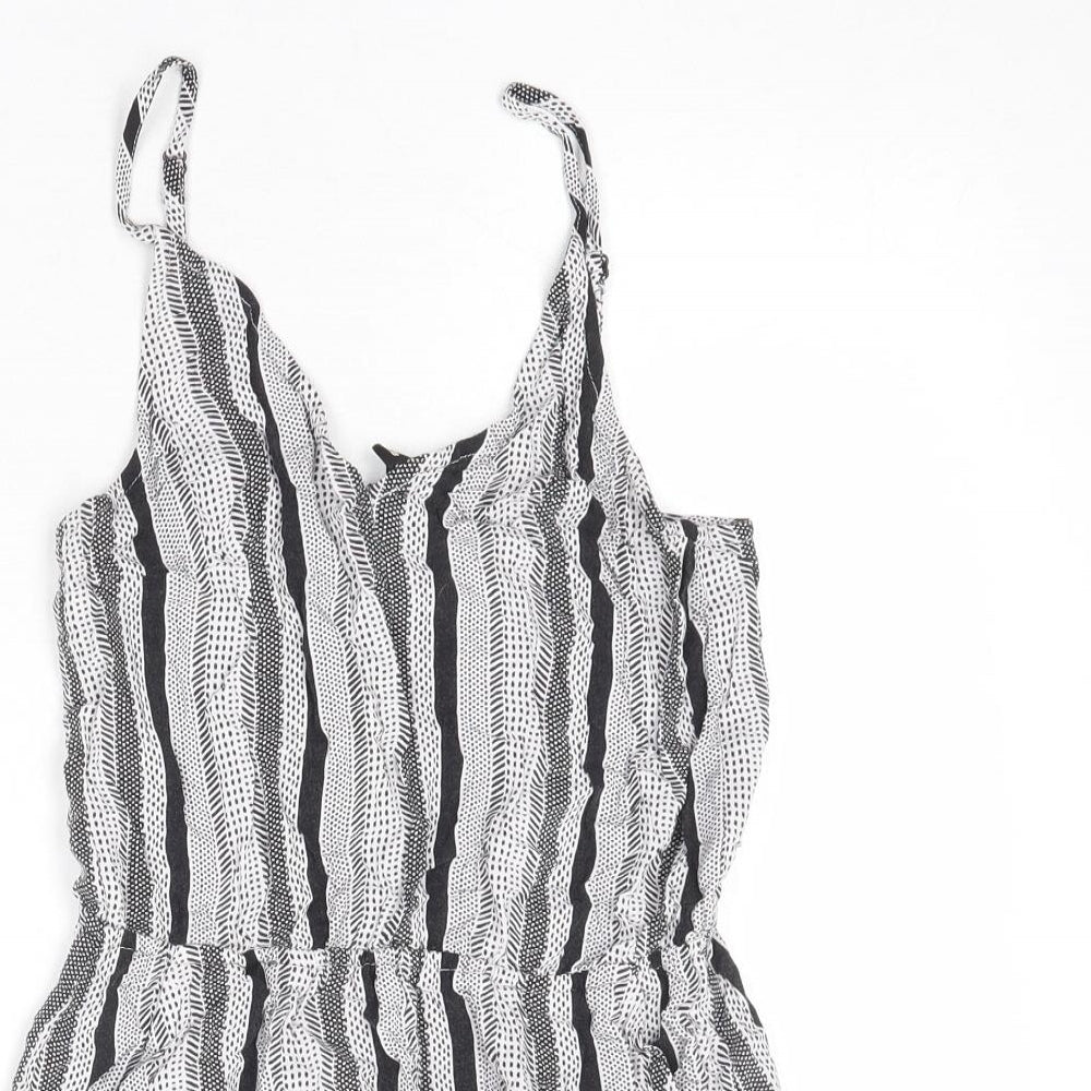 Divided by H&M Womens Black Striped Viscose Playsuit One-Piece Size 8 Pullover