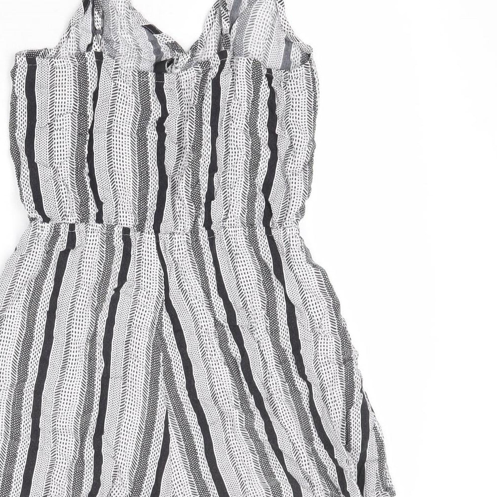 Divided by H&M Womens Black Striped Viscose Playsuit One-Piece Size 8 Pullover