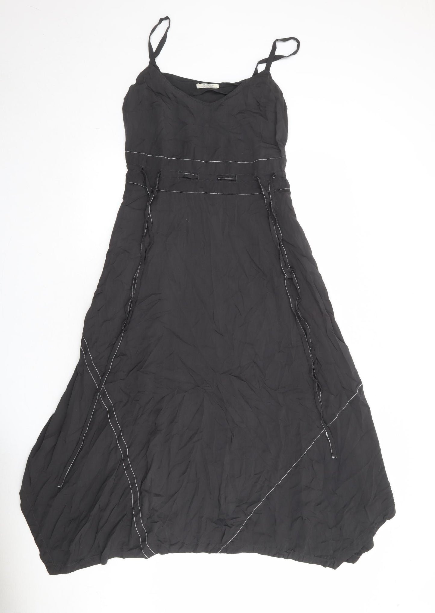 Zara Womens Grey Polyester Slip Dress Size S Round Neck Pullover