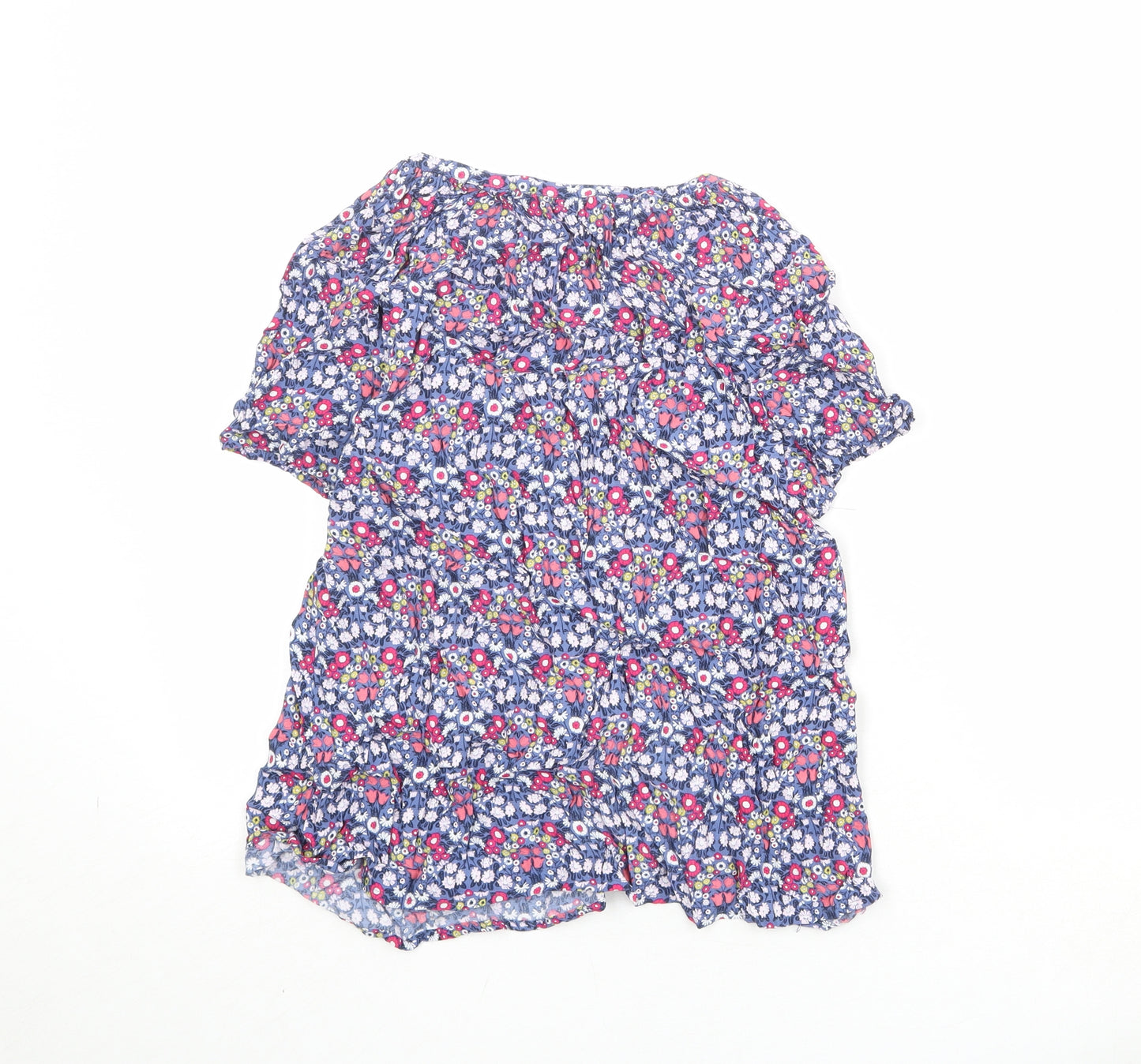 John Lewis Womens Multicoloured Floral Viscose Basic Blouse Size 10 V-Neck