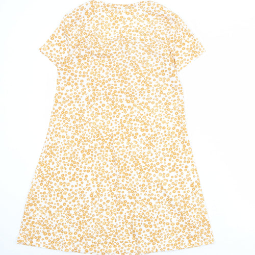 Cotton On Womens Orange Floral Polyester T-Shirt Dress Size XS Round Neck Pullover