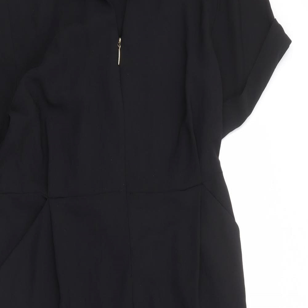 Zara Womens Black Polyester Jumpsuit One-Piece Size XS Zip