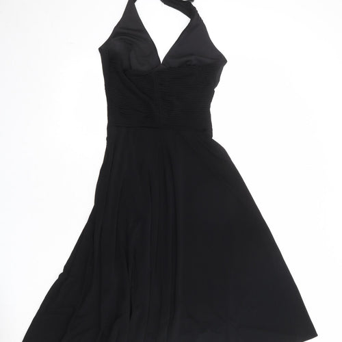 Coast Womens Black Acetate Fit & Flare Size 8 Halter Zip
