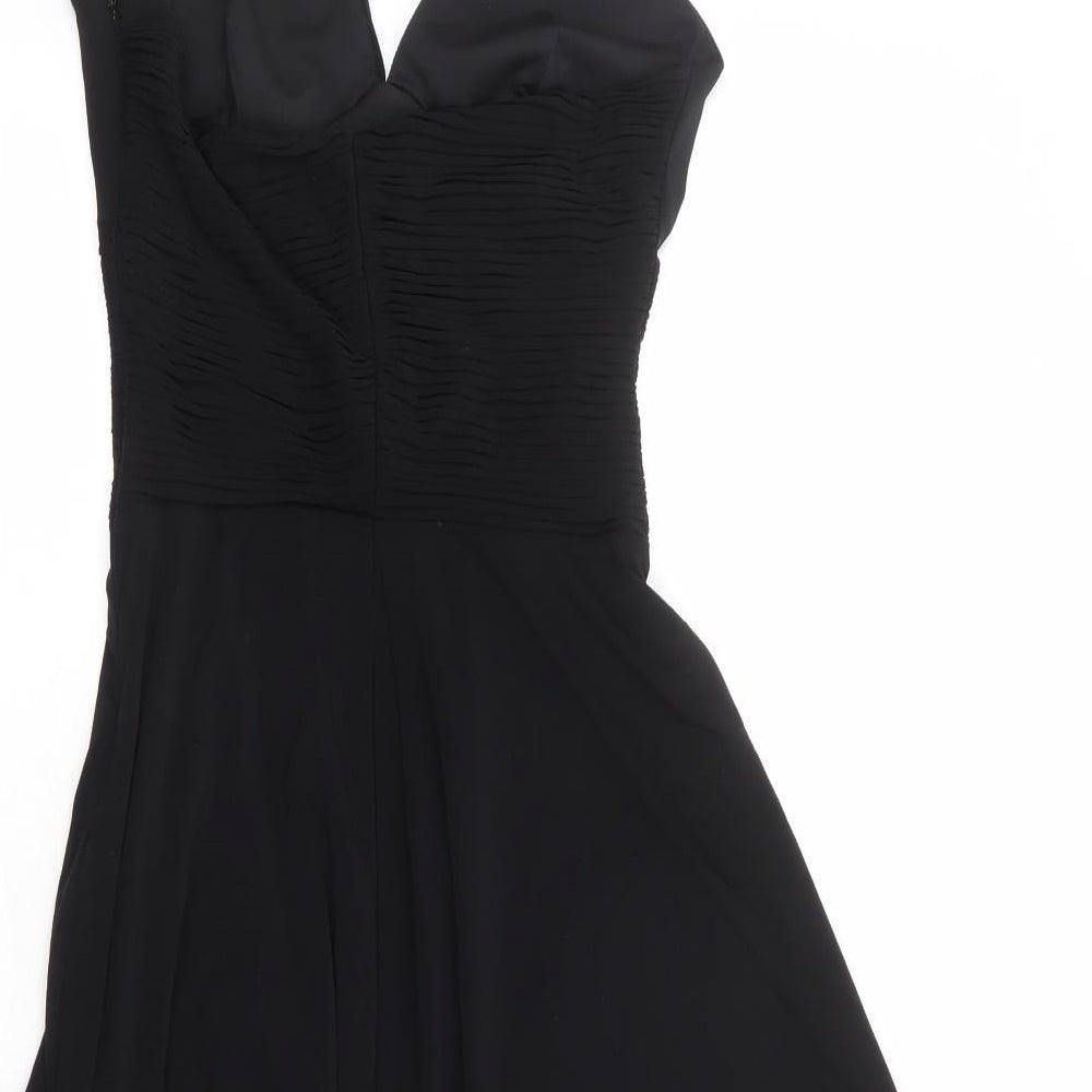 Coast Womens Black Acetate Fit & Flare Size 8 Halter Zip