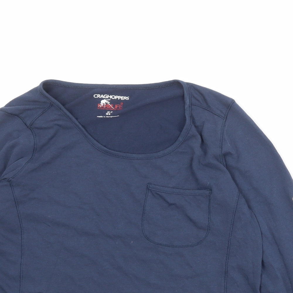 Craghoppers Womens Blue Polyester Basic T-Shirt Size 12 Scoop Neck