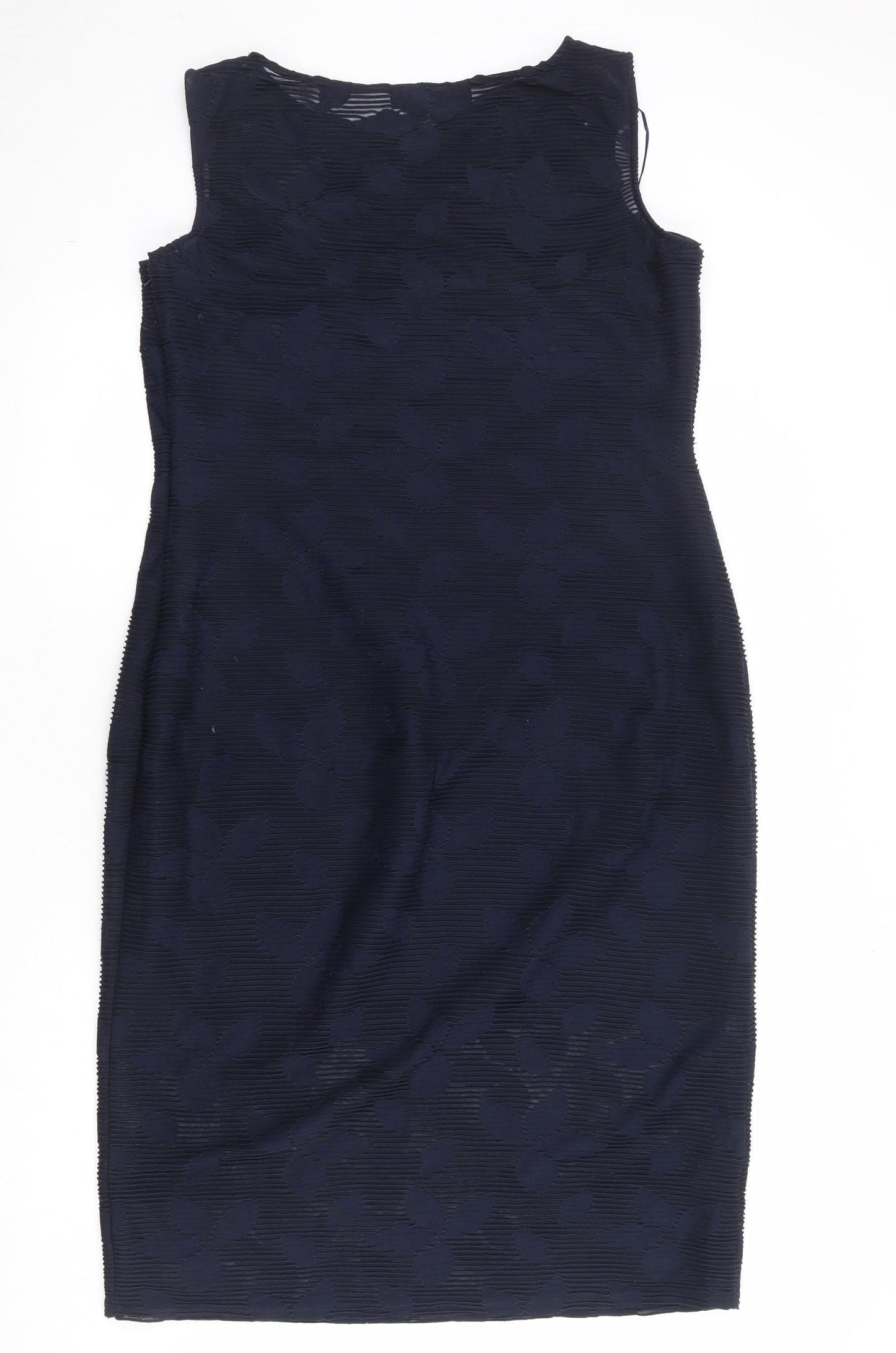 Phase Eight Womens Blue Geometric Polyester Shift Size 18 Round Neck Zip