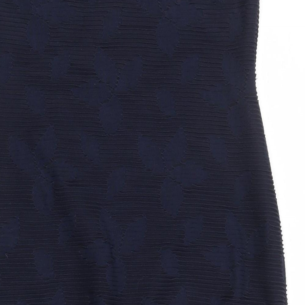 Phase Eight Womens Blue Geometric Polyester Shift Size 18 Round Neck Zip