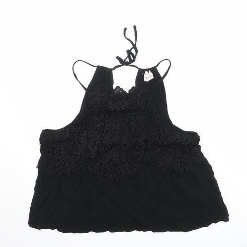 Pins & Needles Womens Black Viscose Basic Tank Size L Halter