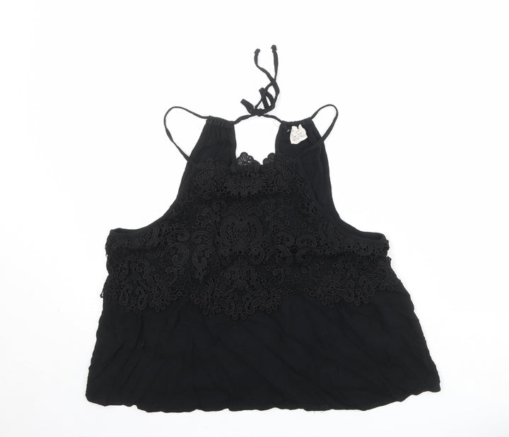 Pins & Needles Womens Black Viscose Basic Tank Size L Halter