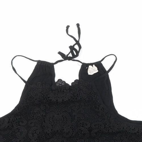 Pins & Needles Womens Black Viscose Basic Tank Size L Halter