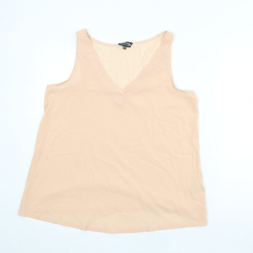 Warehouse Womens Pink Polyester Basic Tank Size 16 V-Neck