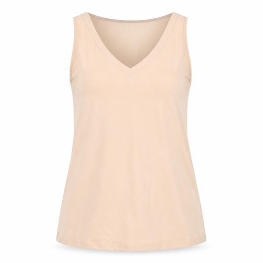 Front view of Warehouse women’s pink polyester basic tank, size UK 16, v-neck