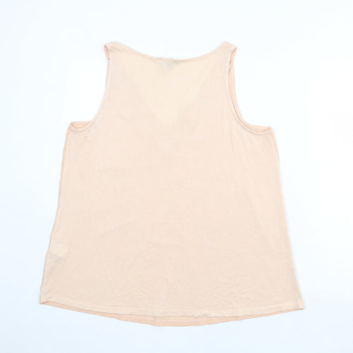 Warehouse Womens Pink Polyester Basic Tank Size 16 V-Neck