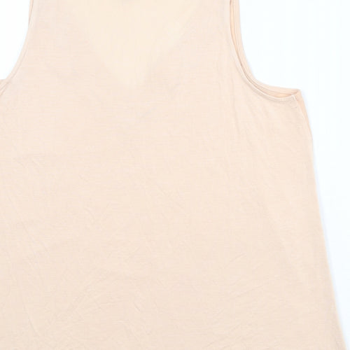 Warehouse Womens Pink Polyester Basic Tank Size 16 V-Neck