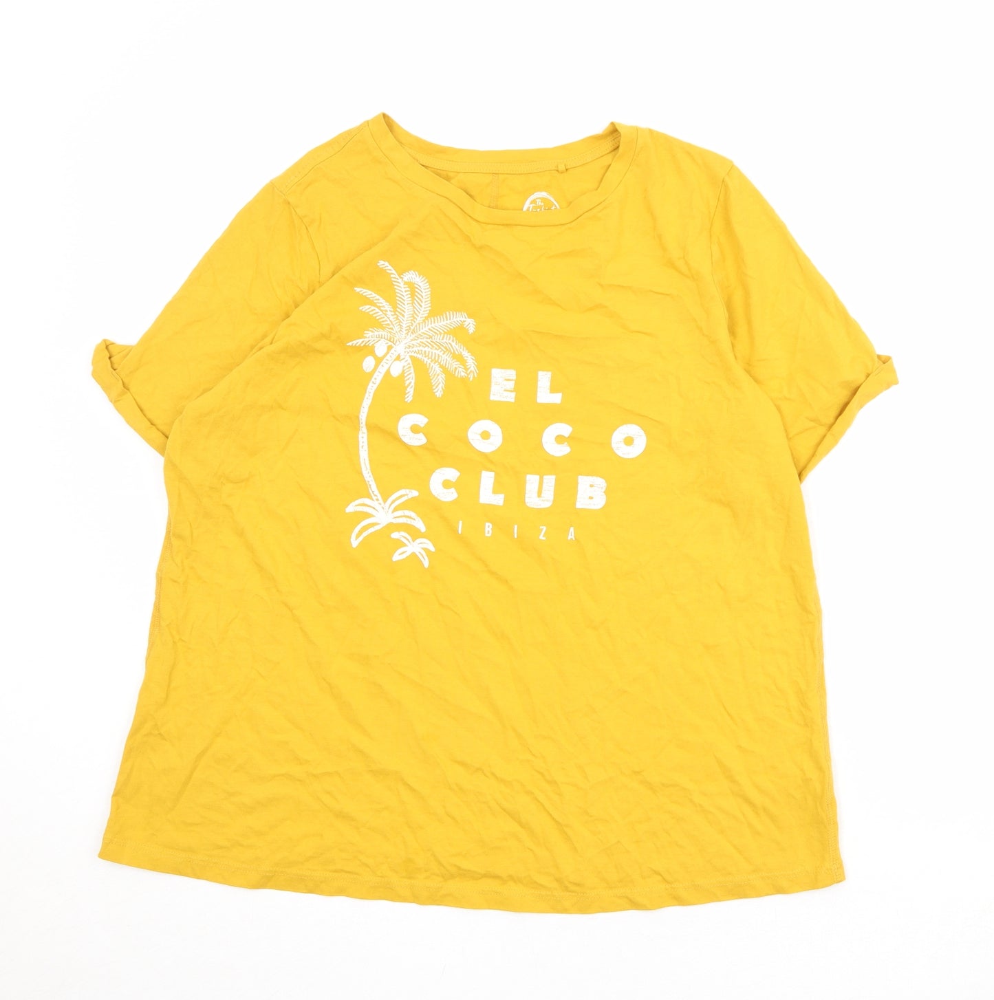 NEXT Womens Orange 100% Cotton Basic T-Shirt Size 18 Round Neck - Palm Tree