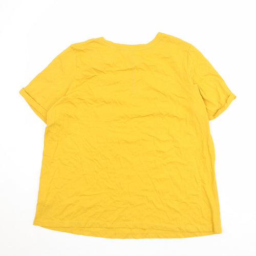 NEXT Womens Orange 100% Cotton Basic T-Shirt Size 18 Round Neck - Palm Tree