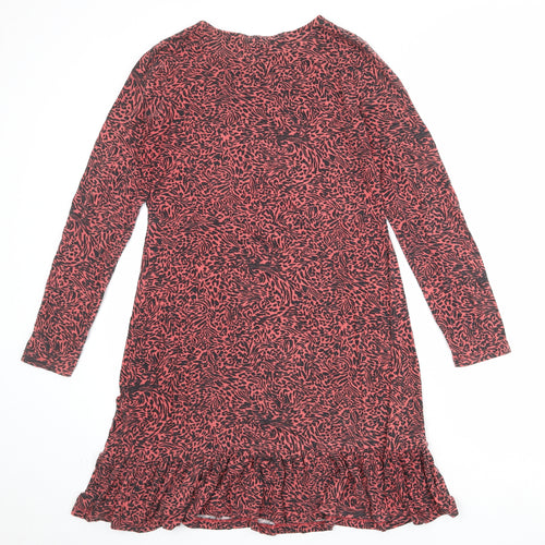 Friends Like These Womens Pink Animal Print Viscose Skater Dress Size 12 Round Neck Pullover - Leopard Tiger Pattern