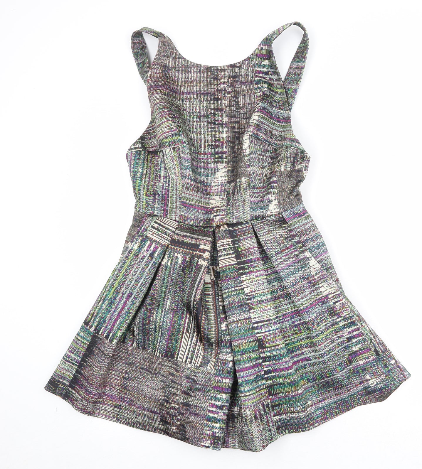 H&M Womens Multicoloured Geometric Polyester Playsuit One-Piece Size 12 Button