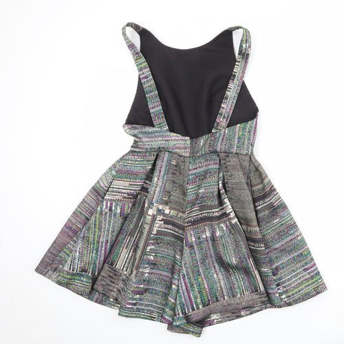 H&M Womens Multicoloured Geometric Polyester Playsuit One-Piece Size 12 Button