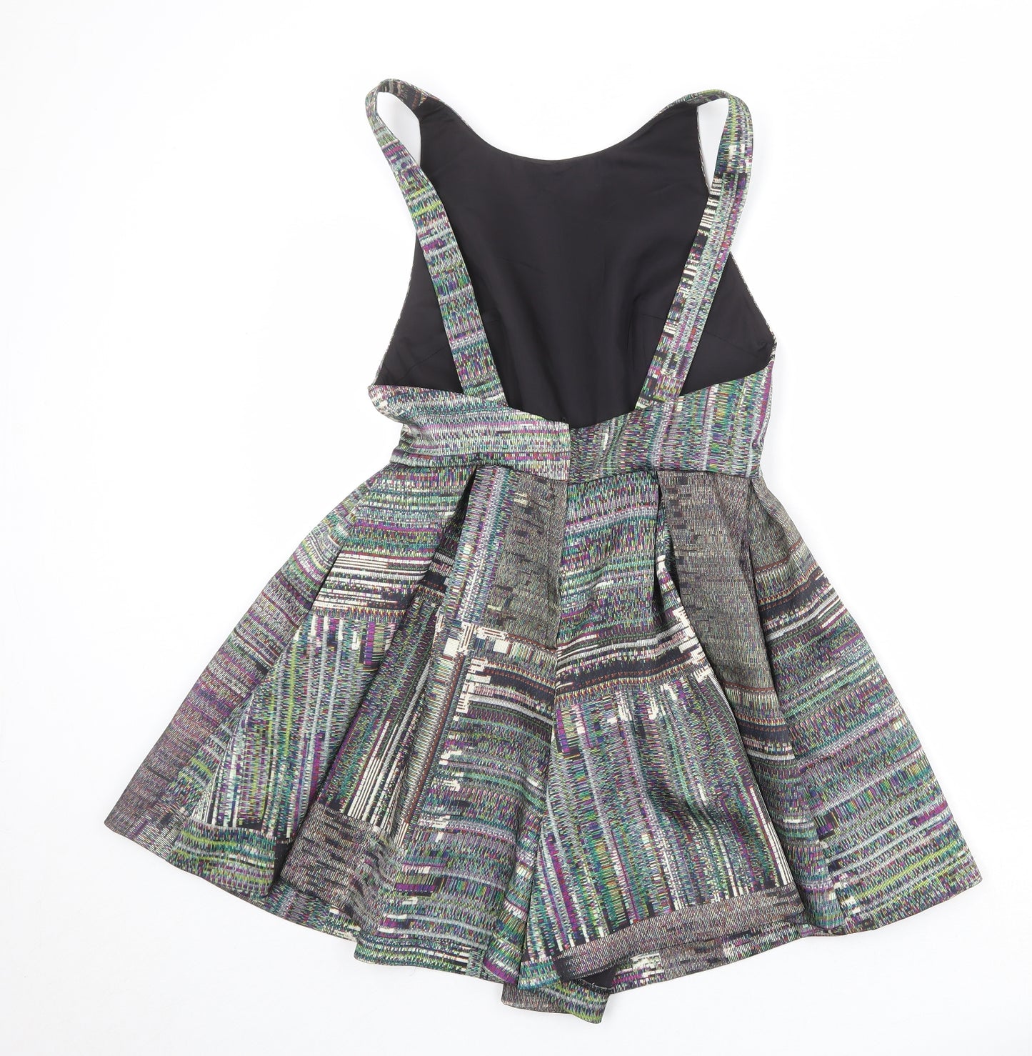 H&M Womens Multicoloured Geometric Polyester Playsuit One-Piece Size 12 Button