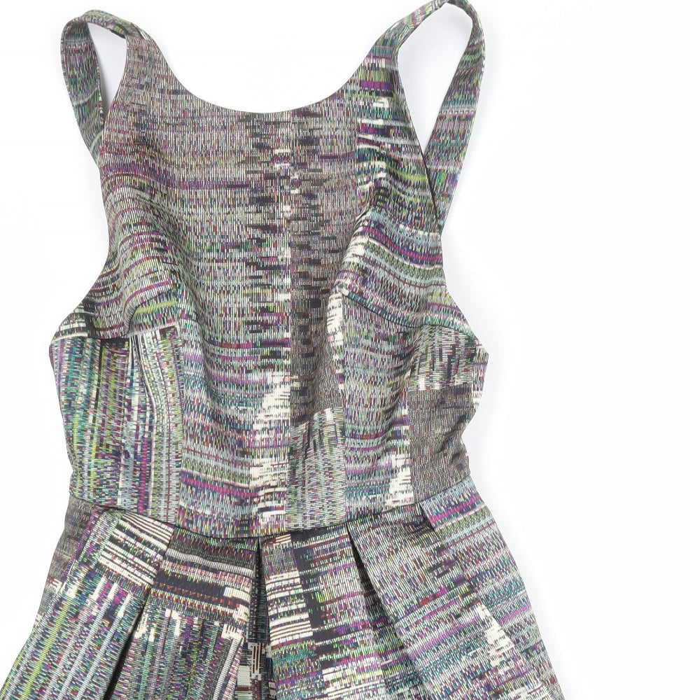 H&M Womens Multicoloured Geometric Polyester Playsuit One-Piece Size 12 Button