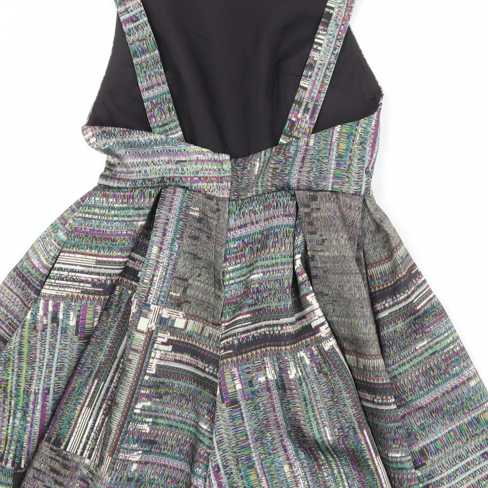 H&M Womens Multicoloured Geometric Polyester Playsuit One-Piece Size 12 Button