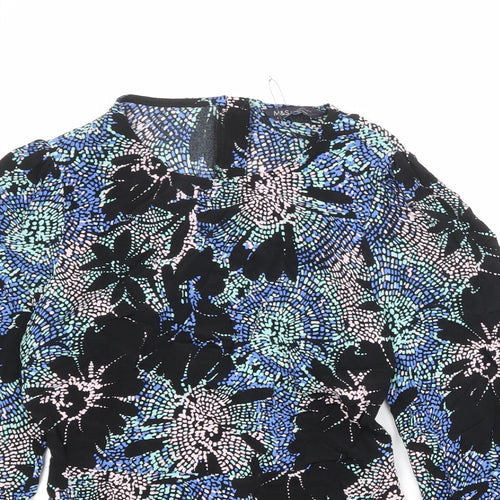 Marks and Spencer Womens Multicoloured Geometric Viscose Basic Blouse Size 6 Boat Neck