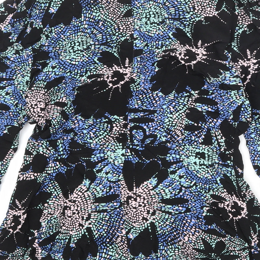 Marks and Spencer Womens Multicoloured Geometric Viscose Basic Blouse Size 6 Boat Neck