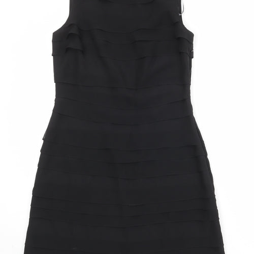 Et Vous Womens Black Polyester Shift Size 10 Round Neck Zip
