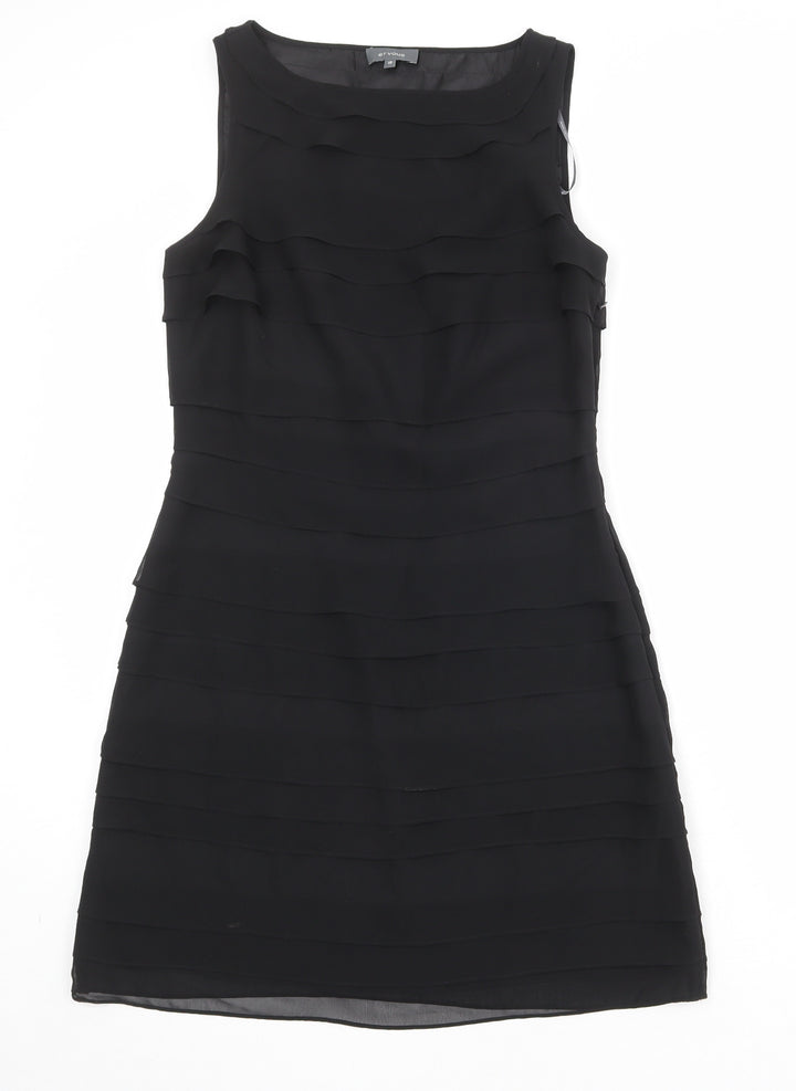 Et Vous Womens Black Polyester Shift Size 10 Round Neck Zip