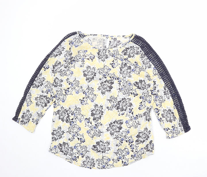 M&Co Womens Multicoloured Floral Viscose Basic Blouse Size 10 Boat Neck