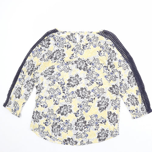 M&Co Womens Multicoloured Floral Viscose Basic Blouse Size 10 Boat Neck