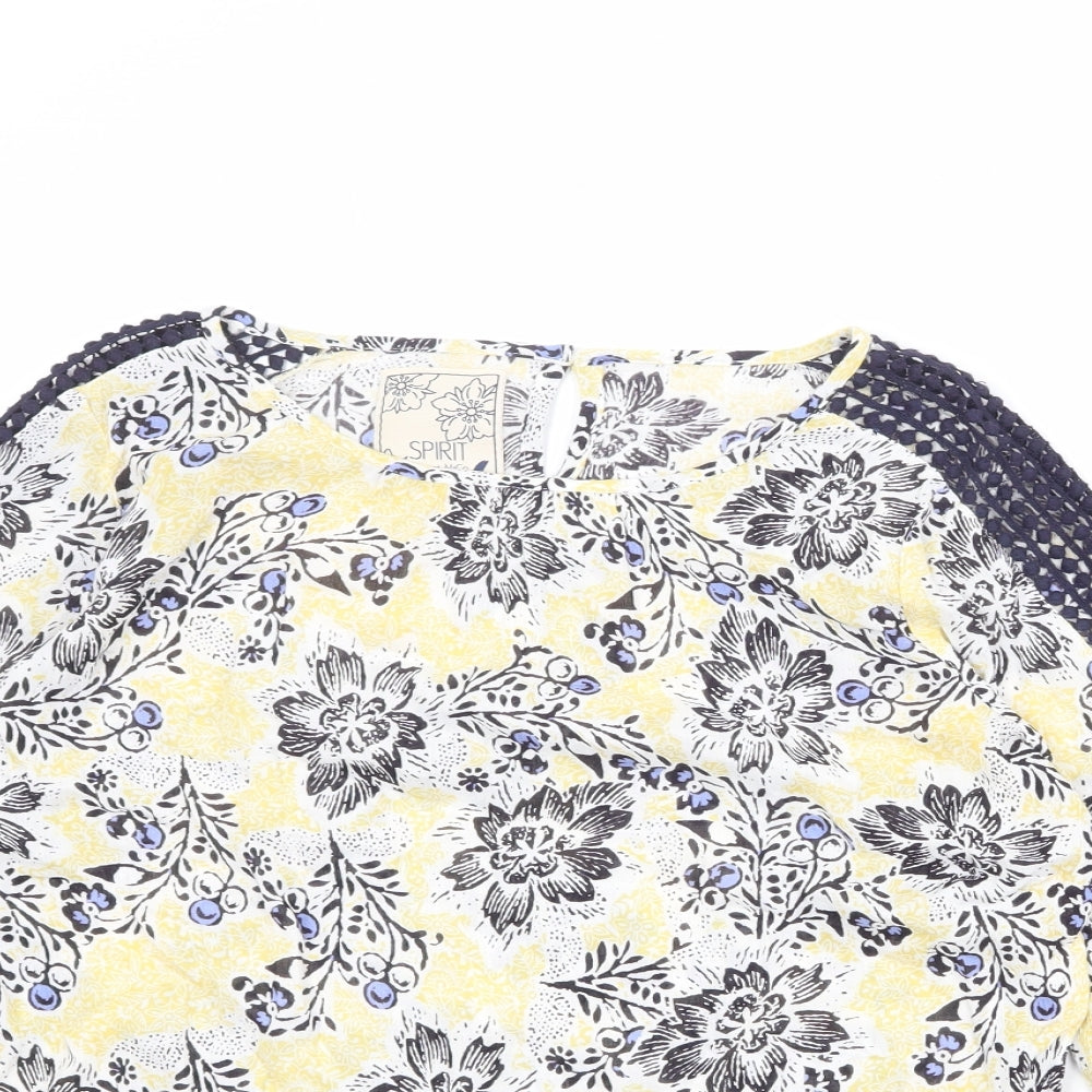 M&Co Womens Multicoloured Floral Viscose Basic Blouse Size 10 Boat Neck