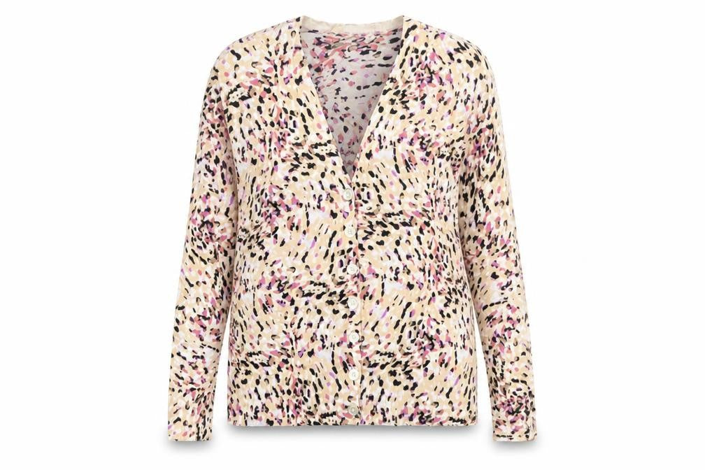 Wishbone Womens Multicoloured V-Neck Geometric Cotton Cardigan Jumper Size M