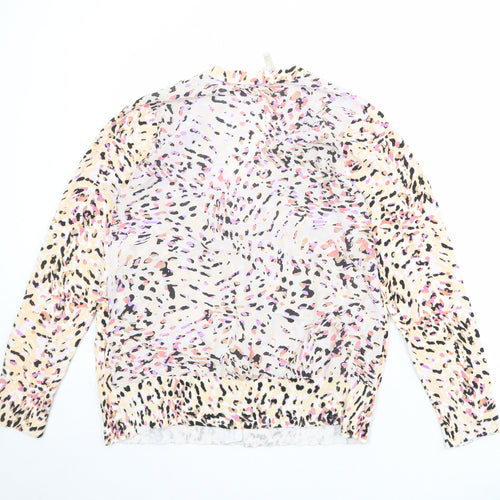 Wishbone Womens Multicoloured V-Neck Geometric Cotton Cardigan Jumper Size M