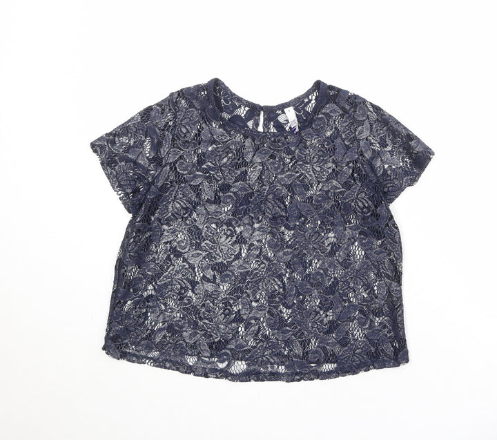 Debenhams Womens Blue Polyester Basic Blouse Size 8 Boat Neck