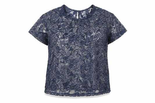 Front view of Debenhams women’s blue polyester basic blouse, size UK 8, boat neck