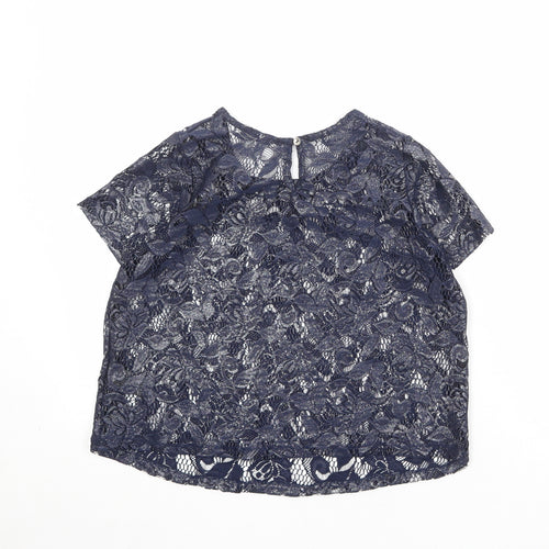 Debenhams Womens Blue Polyester Basic Blouse Size 8 Boat Neck