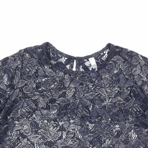 Debenhams Womens Blue Polyester Basic Blouse Size 8 Boat Neck