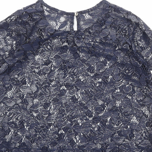 Debenhams Womens Blue Polyester Basic Blouse Size 8 Boat Neck