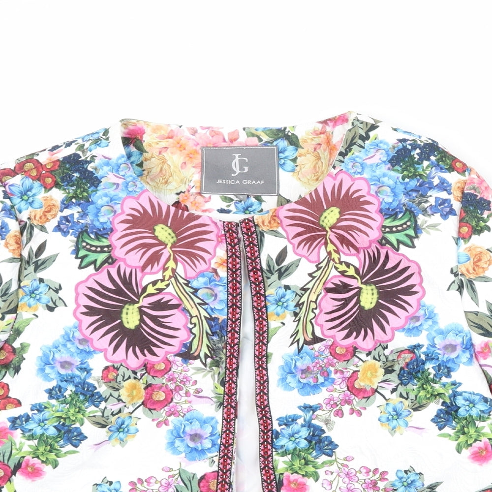 Jessica Graaf Womens Multicoloured Floral Jacket Blazer Size S Hook & Eye