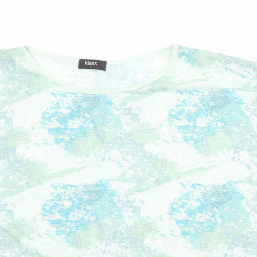 Klass Womens Multicoloured Geometric Cotton Basic T-Shirt Size 12 Round Neck