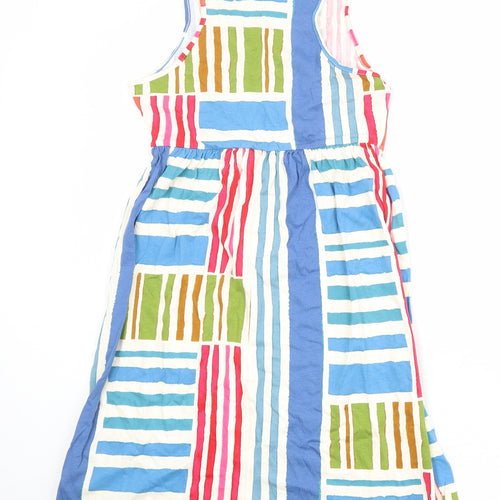 NEXT Womens Multicoloured Striped 100% Cotton Tank Dress Size 10 Round Neck Pullover