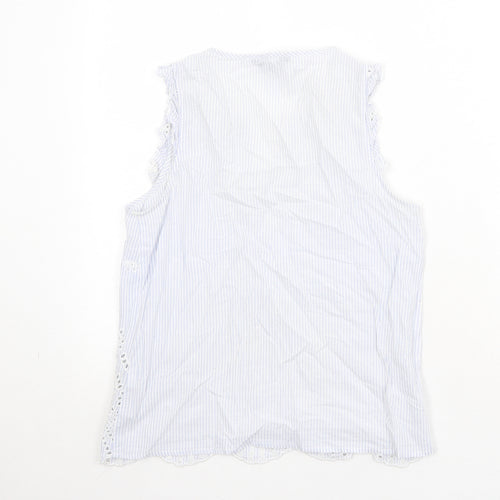 New Look Womens Blue 100% Cotton Basic Tank Size 8 V-Neck