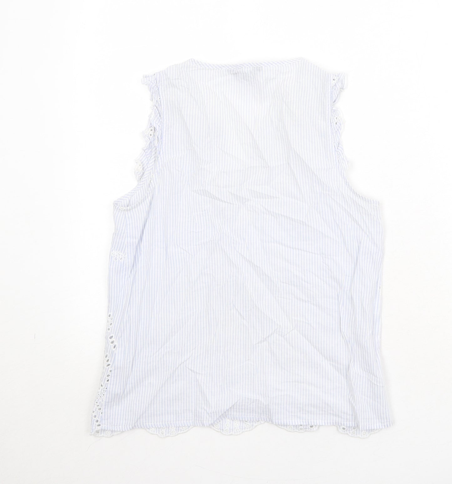 New Look Womens Blue 100% Cotton Basic Tank Size 8 V-Neck